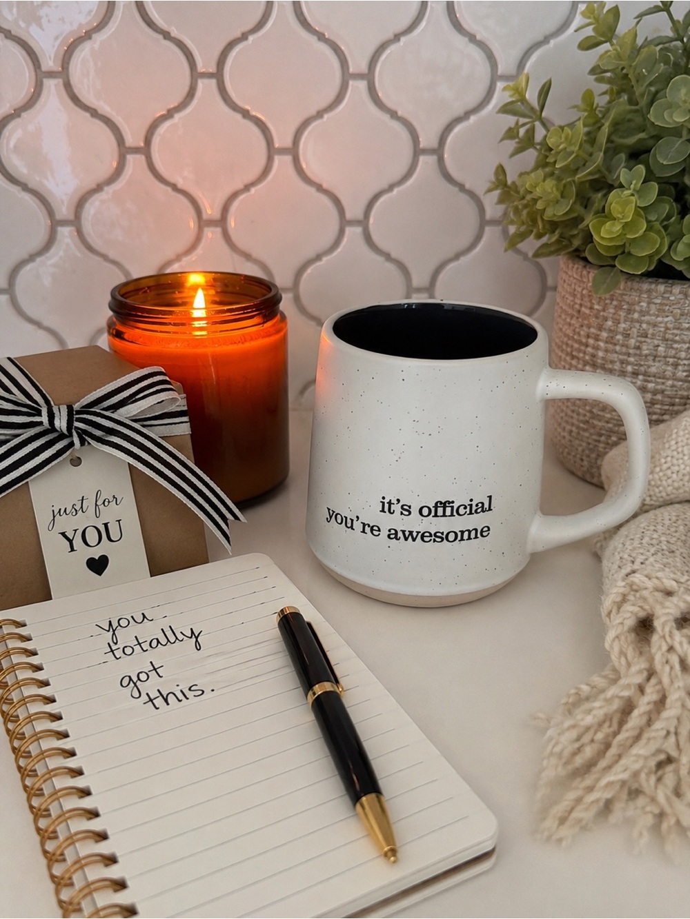 NWT “It’s Official You’re Awesome” Speckled Coffee Mug • Encouragement Gift